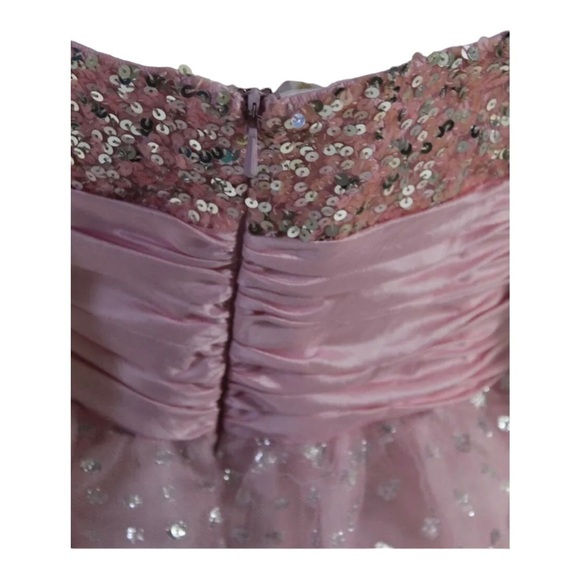 Sherri Hill 1001 Pink Glitter Strapless Bow Tulle Mini Dress NWT Size 10 Prom - Picture 15 of 16